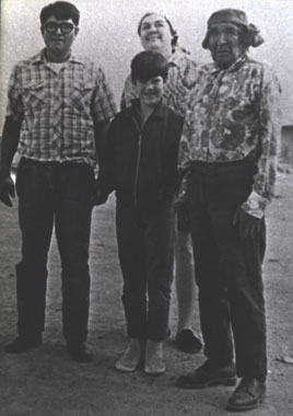 Photo of Larry Sekaquaptewa Grace Thorpe, John Adler and Louis Tewanima